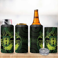 Kia Orana Kuki Airani 4 in 1 Can Cooler Tumbler Cook Islands Tangaroa God Tatau Green