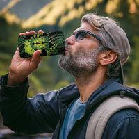 Kia Orana Kuki Airani 4 in 1 Can Cooler Tumbler Cook Islands Tangaroa God Tatau Green