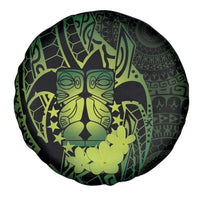 Kia Orana Kuki Airani Spare Tire Cover Cook Islands Tangaroa God Tatau Green