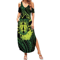 Kia Orana Kuki Airani Summer Maxi Dress Cook Islands Tangaroa God Tatau Green