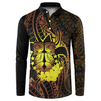 Kia Orana Kuki Airani Button Sweatshirt Cook Islands Tangaroa God Tatau Gold LT14 Gold - Polynesian Pride