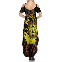 Kia Orana Kuki Airani Family Matching Summer Maxi Dress and Hawaiian Shirt Cook Islands Tangaroa God Tatau Gold