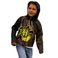 Kia Orana Kuki Airani Kid Hoodie Cook Islands Tangaroa God Tatau Gold