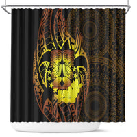 Kia Orana Kuki Airani Shower Curtain Cook Islands Tangaroa God Tatau Gold