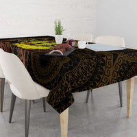 Kia Orana Kuki Airani Tablecloth Cook Islands Tangaroa God Tatau Gold