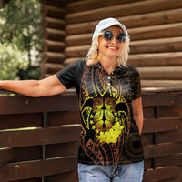 Kia Orana Kuki Airani Women Polo Shirt Cook Islands Tangaroa God Tatau Gold