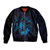 Kia Orana Kuki Airani Bomber Jacket Cook Islands Tangaroa God Tatau Purple