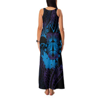Kia Orana Kuki Airani Family Matching Tank Maxi Dress and Hawaiian Shirt Cook Islands Tangaroa God Tatau Purple