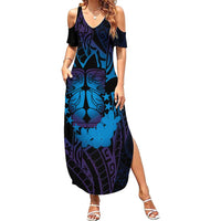 Kia Orana Kuki Airani Summer Maxi Dress Cook Islands Tangaroa God Tatau Purple