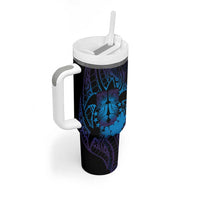 Kia Orana Kuki Airani Tumbler With Handle Cook Islands Tangaroa God Tatau Purple