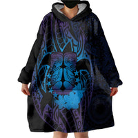 Kia Orana Kuki Airani Wearable Blanket Hoodie Cook Islands Tangaroa God Tatau Purple