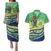 Te Maeva Nui Cook Islands Couples Matching Puletasi and Hawaiian Shirt 60th Independence Anniversary Proud