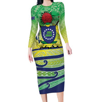 Te Maeva Nui Cook Islands Long Sleeve Bodycon Dress 60th Independence Anniversary Proud