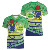 Te Maeva Nui Cook Islands Women V-Neck T-Shirt 60th Independence Anniversary Proud LT14 - Polynesian Pride