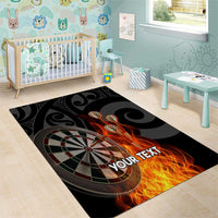 Personalised Aotearoa Darts Area Rug Maori Koru Flaming Dartboard