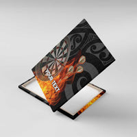 Personalised Aotearoa Darts Canvas Wall Art Maori Koru Flaming Dartboard