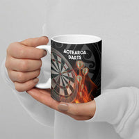 Personalised Aotearoa Darts Ceramic Mug Maori Koru Flaming Dartboard - Polynesian Pride