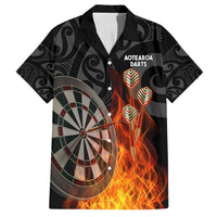 Personalised Aotearoa Darts Family Matching Puletasi and Hawaiian Shirt Maori Koru Flaming Dartboard