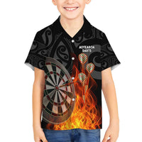 Personalised Aotearoa Darts Family Matching Tank Maxi Dress and Hawaiian Shirt Maori Koru Flaming Dartboard