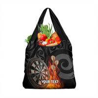 Personalised Aotearoa Darts Grocery Bag Maori Koru Flaming Dartboard