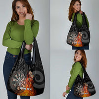 Personalised Aotearoa Darts Grocery Bag Maori Koru Flaming Dartboard