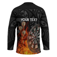 Personalised Aotearoa Darts Hockey Jersey Maori Koru Flaming Dartboard - Polynesian Pride