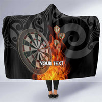Personalised Aotearoa Darts Hooded Blanket Maori Koru Flaming Dartboard LT14 One Size Black - Polynesian Pride