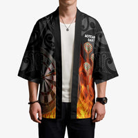 Personalised Aotearoa Darts Kimono Maori Koru Flaming Dartboard - Polynesian Pride