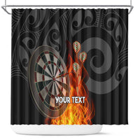 Personalised Aotearoa Darts Shower Curtain Maori Koru Flaming Dartboard