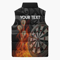 Personalised Aotearoa Darts Sleeveless Puffer Jacket Maori Koru Flaming Dartboard - Polynesian Pride
