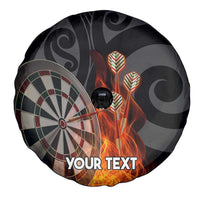 Personalised Aotearoa Darts Spare Tire Cover Maori Koru Flaming Dartboard