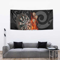 Personalised Aotearoa Darts Tapestry Maori Koru Flaming Dartboard