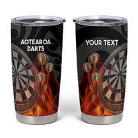 Personalised Aotearoa Darts Tumbler Cup Maori Koru Flaming Dartboard