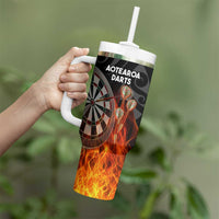 Personalised Aotearoa Darts Tumbler With Handle Maori Koru Flaming Dartboard
