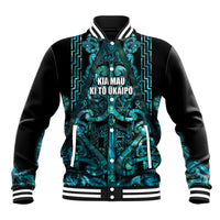 Maori Language Week Personalised Baseball Jacket Kia Mau Ki To Ukaipo Paua Shell Color LT14 Unisex Turquoise - Polynesian Pride