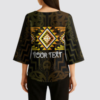 Aotearoa Atua Mahuika Personalised Kimono Sleeve Blouse Maori Goddess Of Fire Taniko Motifs LT14 - Polynesian Pride