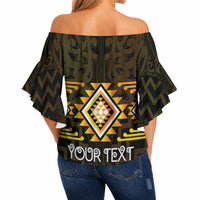 Aotearoa Atua Mahuika Personalised Off Shoulder Wrap Waist Top Maori Goddess Of Fire Taniko Motifs LT14 - Polynesian Pride