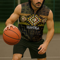 Aotearoa Atua Mahuika Personalised Sleeveless Zip Hoodie Maori Goddess Of Fire Taniko Motifs LT14 - Polynesian Pride