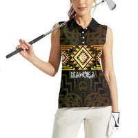 Aotearoa Atua Mahuika Personalised Women Sleeveless Polo Shirt Maori Goddess Of Fire Taniko Motifs LT14 - Polynesian Pride