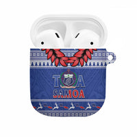 Toa Samoa Rugby Christmas AirPods Case Ula Fala Samoan Pattern Blue - Polynesian Pride