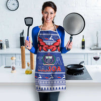 Toa Samoa Rugby Christmas Apron Ula Fala Samoan Pattern Blue - Polynesian Pride