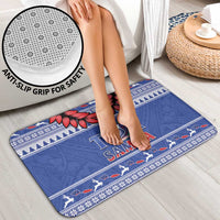 Toa Samoa Rugby Christmas Bathroom Set Ula Fala Samoan Pattern Blue - Polynesian Pride