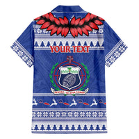 Personalised Toa Samoa Rugby Christmas Family Matching Mermaid Dress and Hawaiian Shirt Ula Fala Samoan Pattern Blue - Polynesian Pride