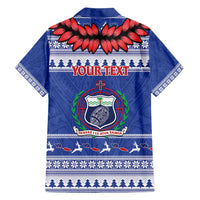 Personalised Toa Samoa Rugby Christmas Family Matching Puletasi and Hawaiian Shirt Ula Fala Samoan Pattern Blue LT14 - Polynesian Pride