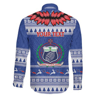 Personalised Toa Samoa Rugby Christmas Family Matching Puletasi and Hawaiian Shirt Ula Fala Samoan Pattern Blue LT14 - Polynesian Pride