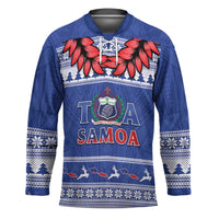 Personalised Toa Samoa Rugby Christmas Hockey Jersey Ula Fala Samoan Pattern Blue LT14 Unisex Blue - Polynesian Pride