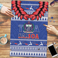 Toa Samoa Rugby Christmas Puzzle Ula Fala Samoan Pattern Blue - Polynesian Pride