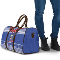 Toa Samoa Rugby Christmas Travel Bag Ula Fala Samoan Pattern Blue - Polynesian Pride