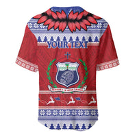 Personalised Toa Samoa Rugby Christmas Baseball Jersey Ula Fala Samoan Pattern Red LT14 - Polynesian Pride