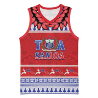 Personalised Toa Samoa Rugby Christmas Basketball Jersey Ula Fala Samoan Pattern Red LT14 Unisex Red - Polynesian Pride